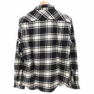 REPLAY フランネルチェックシャツ 長袖 M 黒 ブラック 白 ホワイト /GV