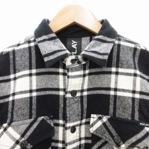 REPLAY フランネルチェックシャツ 長袖 M 黒 ブラック 白 ホワイト /GV