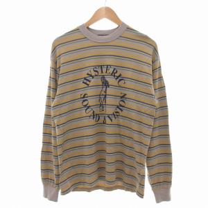 22SS CIRCLED LOGO Tシャツ ボーダー 長袖 M グレー系 マルチカラー /UO