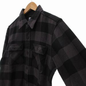 THE FLAT HEAD ブロックチェック ネルウエスタンシャツ ヘリンボーン M グレー 黒 ブラック FN-SNW-101L