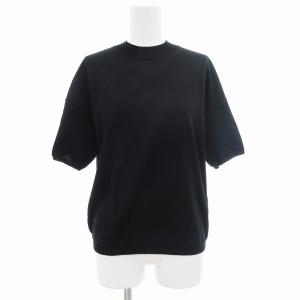 ranta サマーニット セーター 薄手 半袖 リブ 36 黒 ブラック /JS