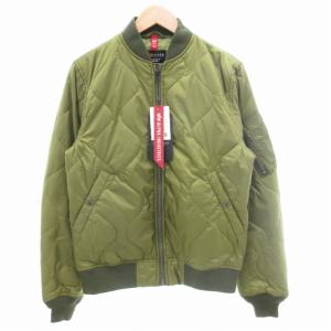 タグ付き MA-1 キルト フライトジャケット ブルゾン 中綿 ジップアップ ナイロン L 緑 グリーン