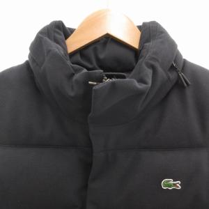 LACOSTE Blousons ピケ ダウンベスト ジャケット ジップアップ ロゴワッペン S 黒 ブラック BH350EL