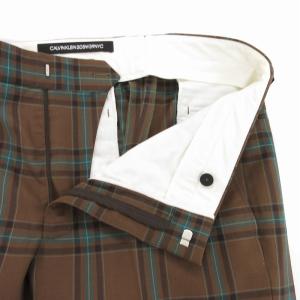 Calvin Klein 205W39NYC パンツ スラックス テーパード ロールアップ チェック センタープレス ウール 40