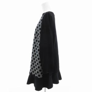 TO BE CHIC モールドットジャカード チュニック ワンピース 長袖 スカラップ ドット柄 40 黒 ブラック /GV