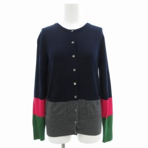 アンサンブルニット カーディガン 半袖ニット 長袖 プルオーバー ウール 36 紺 ネイビー /GV