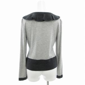 COTOO ニットソー カットソー 長袖 フリル カーディガン風 絹 シルク カシミア混 38 グレー /GV