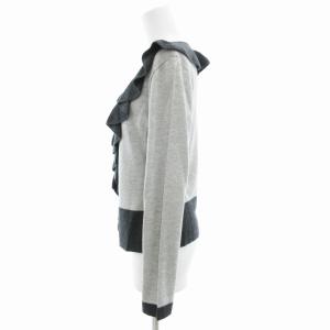 COTOO ニットソー カットソー 長袖 フリル カーディガン風 絹 シルク カシミア混 38 グレー /GV