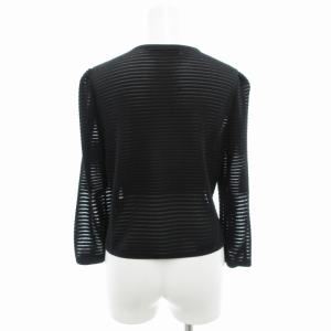 COTOO カーディガン ニット 七分袖 ボーダー シアー切替 ダブルジップアップ 38 黒 ブラック /GV