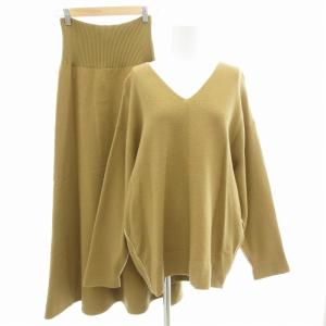 iCB セットアップ 上下 ミルドウールVネックニット フレアスカート イージー プルオーバー ロング ミモレ