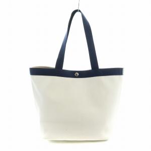 コーテッドキャンバス スクエア トート ML ネイビー アイボリー 708GP