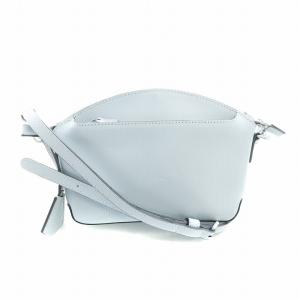 ショルダーバッグ シェル型 ジオメトリック柄 ロゴ レザー 牛革 ライトグレー 34-03000 /MQ