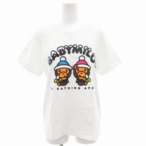 ベイビーマイロ BABY MILO Tシャツ カットソー 半袖 クルーネック プリント XS 白 ホワイト
