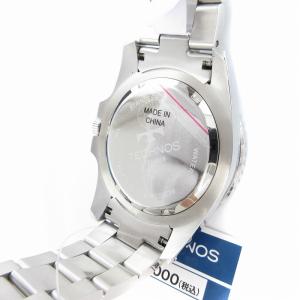 TECHNOS タグ付き 腕時計 ウォッチ クォーツ ステンレススチール 三針 カレンダー アナログ 回転ベゼル 緑 グリーン