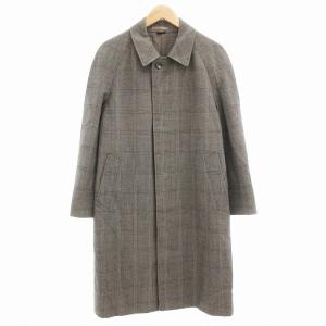 ステンカラーコート フロントフライ チェック柄 ロング丈 92-5 グレー /AE