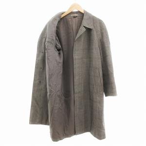 DAKS ステンカラーコート フロントフライ チェック柄 ロング丈 92-5 グレー /AE