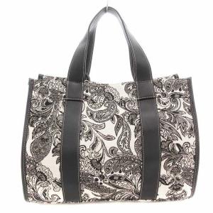 23区 美品 ジャカードトートバッグ ショルダー 2WAY ペイズリー柄 黒 ブラック 白 ホワイト BOSW0405