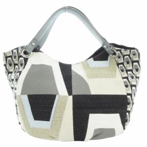 Think Bee デコシャイン ハンドバッグ 総柄 キャンバス 黒 ブラック ベージュ /GV