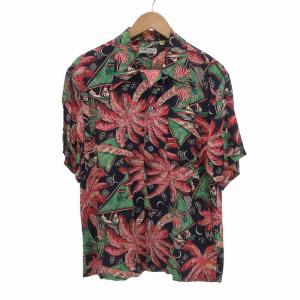 アロハシャツ ハワイアン ヤシの木 総柄 M 紺 ネイビー M32532 /UO