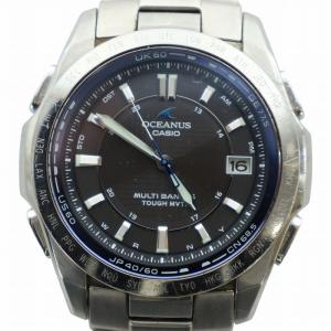 オシアナス 腕時計 ウォッチ ソーラー ロゴ 黒文字盤 カレンダー付き デイト シルバー色 OCW-T100TD-1AJF
