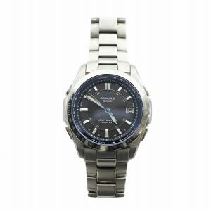 CASIO オシアナス 腕時計 ウォッチ ソーラー ロゴ 黒文字盤 カレンダー付き デイト シルバー色 OCW-T100TD-1AJF