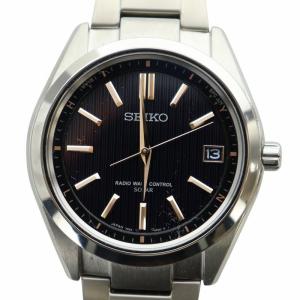 ブライツ 腕時計 電波ソーラー 黒文字盤 デイト カレンダー付き シルバー色 SAGZ087