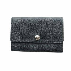 ミュルティクレ 6 N62662 ダミエ キーケース 6連 ロゴ レザー 黒 ブラック AA /MQ OH