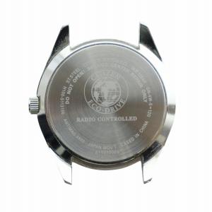 CITIZEN エコドライブ 腕時計 ケースのみ ウォッチ 電波ソーラー デイト カレンダー付き 白文字盤 ロゴ シルバー色