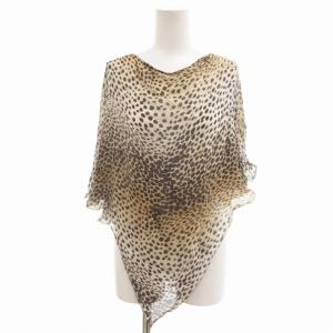 カットソー ヒョウ柄 絹 シルク 半袖 40 茶 ブラウン /UD