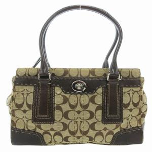 トートバッグ シグネチャー キャンバス レザー 茶 ブラウン F11589 /FF