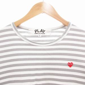 PLAY Comme des Garçons Tシャツ カットソー 長袖 ロンT ボーダー PLAYハート L グレー 紫 パープル /GV
