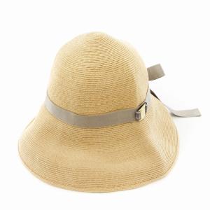 ラフィアハット 麦わら帽子 キャペリン リボン ベージュ /UO