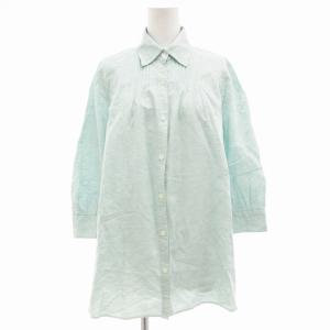 シャツ ブラウス 長袖 リネン混 38 ライトブルー /JS