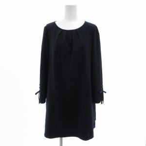 TO BE CHIC 22AW セットアップ ブラウスチュニック パンツ 長袖 フリル 42 ネイビー /JS