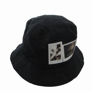 森山大道 バケットハット 帽子 プリント ナイロン 黒 ブラック /FF