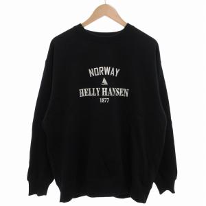 トレーナー スウェット 裏起毛 ロゴ 刺繍 バイカラー 長袖 L 黒 ブラック /FF