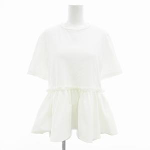 美品 24SS ジャージコンビペプラムプルオーバー シャツ ブラウス 半袖 36 白 ホワイト 11034203339