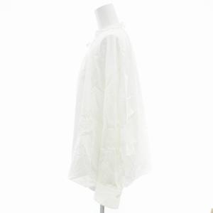 BALLSEY 20AW ハイカウントサテンネックフリルブラウス シャツ プルオーバー 長袖 36 白 ホワイト 11010401131