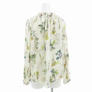 TOMORROWLAND collection 美品 23AW コロンブスノートプリントネックギャザーブラウス シャツ プルオーバー 長袖 36 S アイボリー