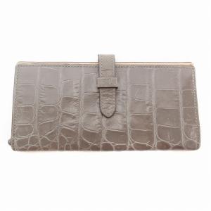 ELONGATED TAB WALLET 長財布 クロコ型押し レザー ベージュ /JS