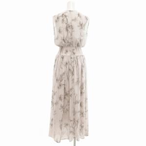 FRAY I.D 23AW ウエストシャーリングフラワープリントワンピース ノースリーブ マキシ ロング スリップ付き 1