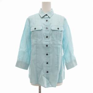 タグ付き シャツ リネン 七分袖 40 ライトブルー /UO