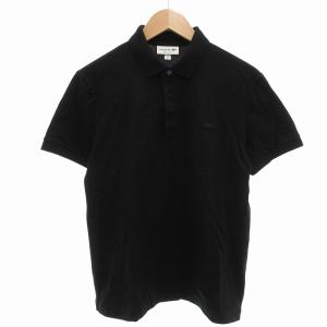 極美品 サカイ ラコステ コラボ ポロシャツ 黒 ブラック 1 鹿の子 刺繍ロゴ LACOSTE ラコステ 36 レディース 女性 ポロシャツ カットソー