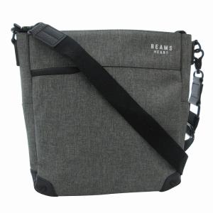 ポリエステル 杢素材 ミニ ショルダーバッグ 斜め掛け クロスボディ ロゴ プリント グレー ブラック