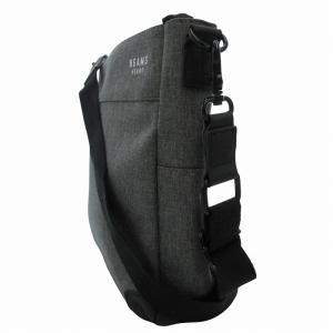 BEAMS HEART ポリエステル 杢素材 ミニ ショルダーバッグ 斜め掛け クロスボディ ロゴ プリント グレー ブラック