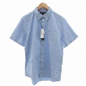 タグ付き オックスフォードシャツ 半袖 ボタンダウン ストレッチ XL ライトブルー /UO