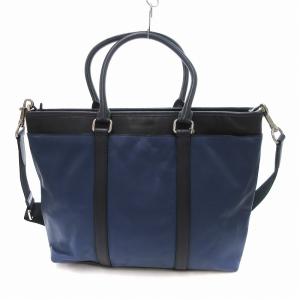 2WAY トートバッグ ショルダーバッグ レザー ネイビー ブラック F57568 /JS