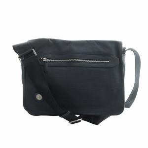 メッセンジャーバッグ 斜めがけ ショルダー キャンバス レザー ロゴ 紺 ネイビー /MQ