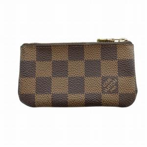 LOUIS VUITTON カード キーケース ポシェット クレ N62658 ダミエ キャンバス キーリング レザー ロゴ 茶 ブラウン