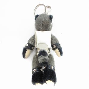 PRADA キーリング ストラップ アライグマモチーフ スタッズ グレー /JS